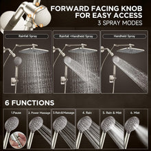 Load image into Gallery viewer, Adjustable 11.8 Inch Rain Showerhead Combo with 6 Spray Modes &amp; Anti-Leak Design