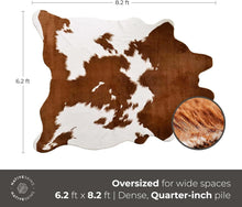 Load image into Gallery viewer, Brown and White Faux Cow Print Area Rug - 6.2ft x 8.2ft for Modern Homes