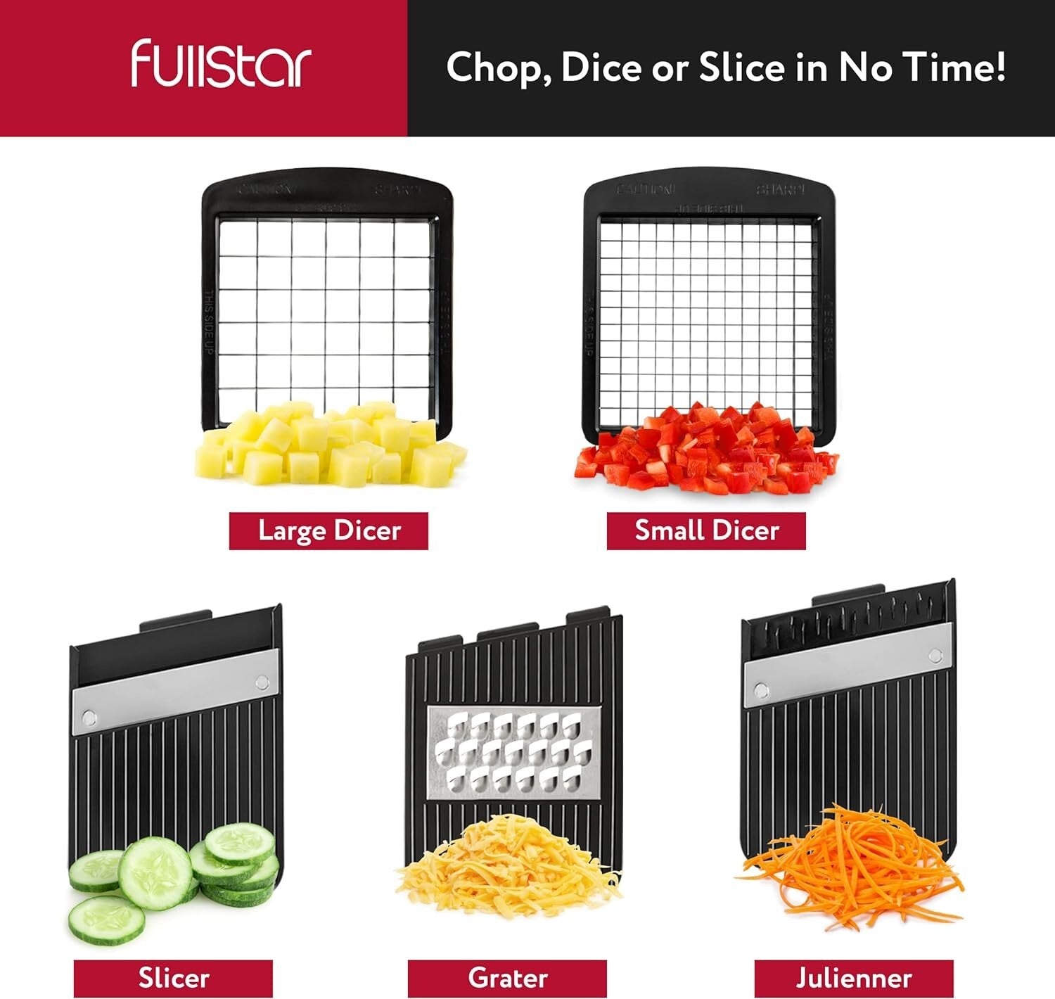 All-in-1 Vegetable Chopper & Mandoline Slicer Set with Bonus Spiralizer - 6 in 1