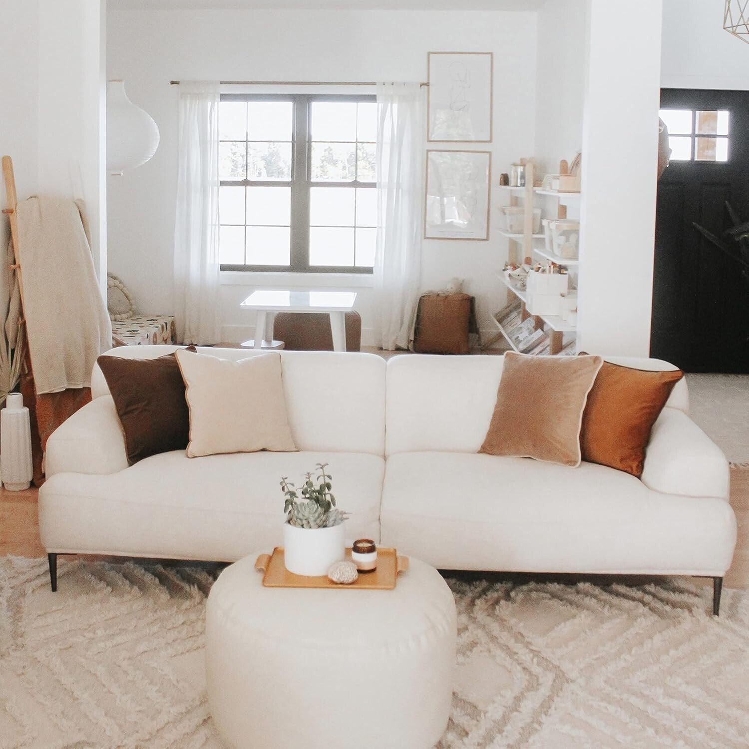 Contemporary Brown/Beige Velvet Cushion Covers - Set of 4 - All-Season Use