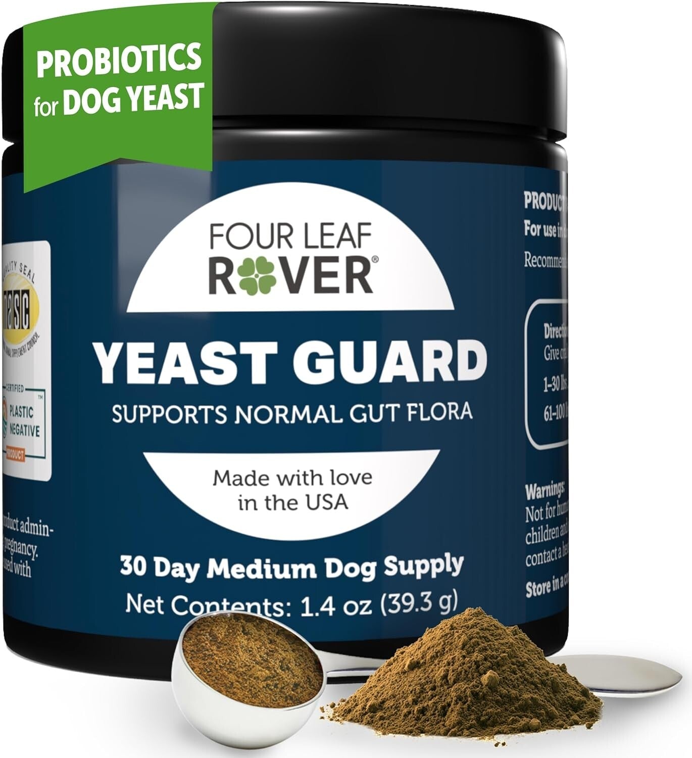 Dog Yeast Control Powder with Organic Ingredients - Supports Healthy Skin & Ears
