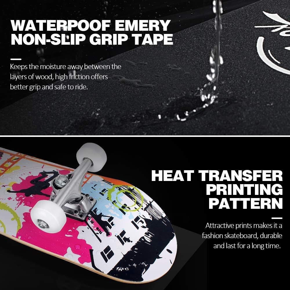 Dynamic 31 Inch Graffiti Skateboard - Non-Slip Deck & PU Wheels for Smooth Rides