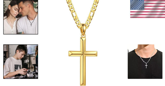 Adjustable S925 Sterling Silver Cross Necklace with 18K Gold Chain - 16-24 Inch