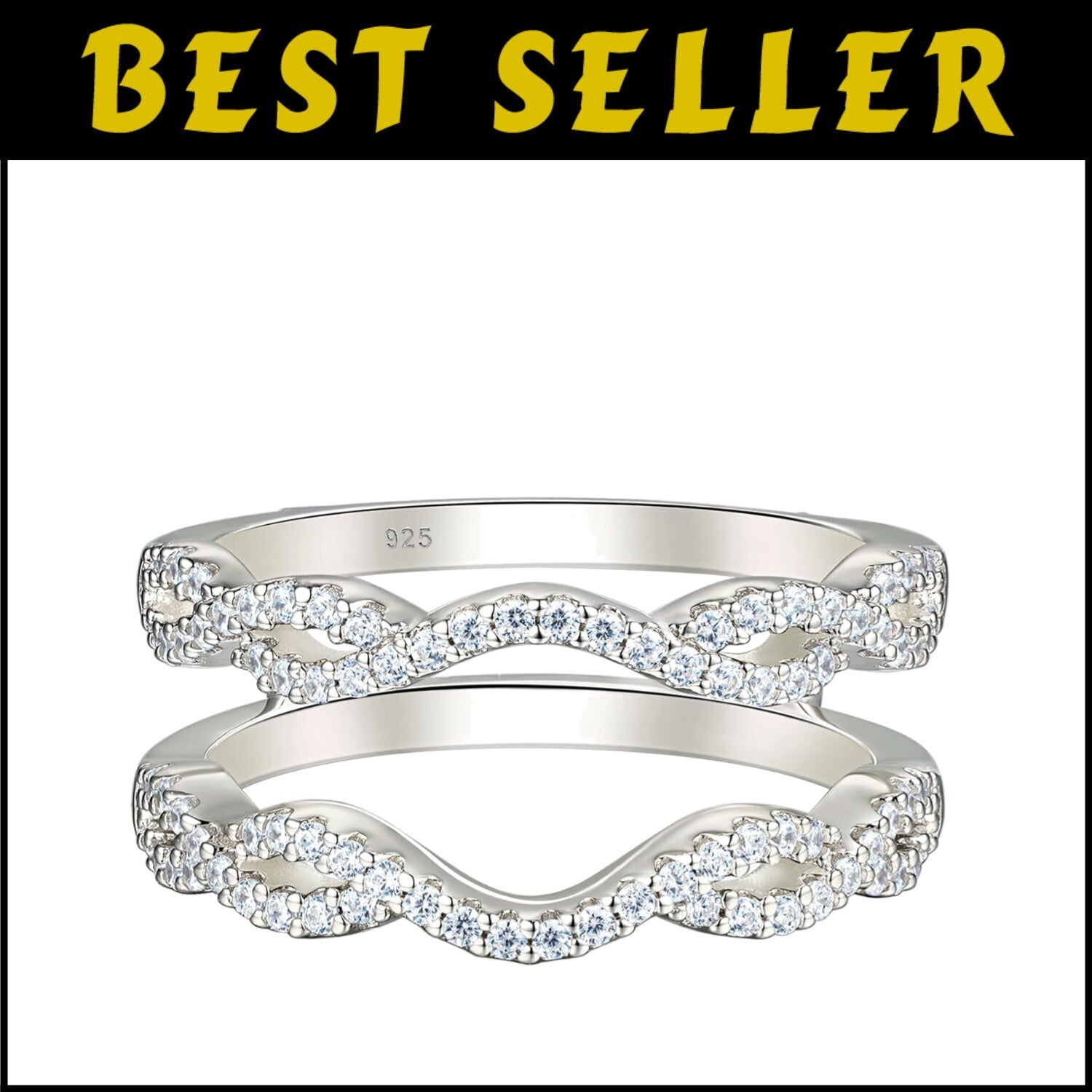 Luxury Sterling Silver Infinity Ring Guard Enhancer - Size 6, Gift Box Included