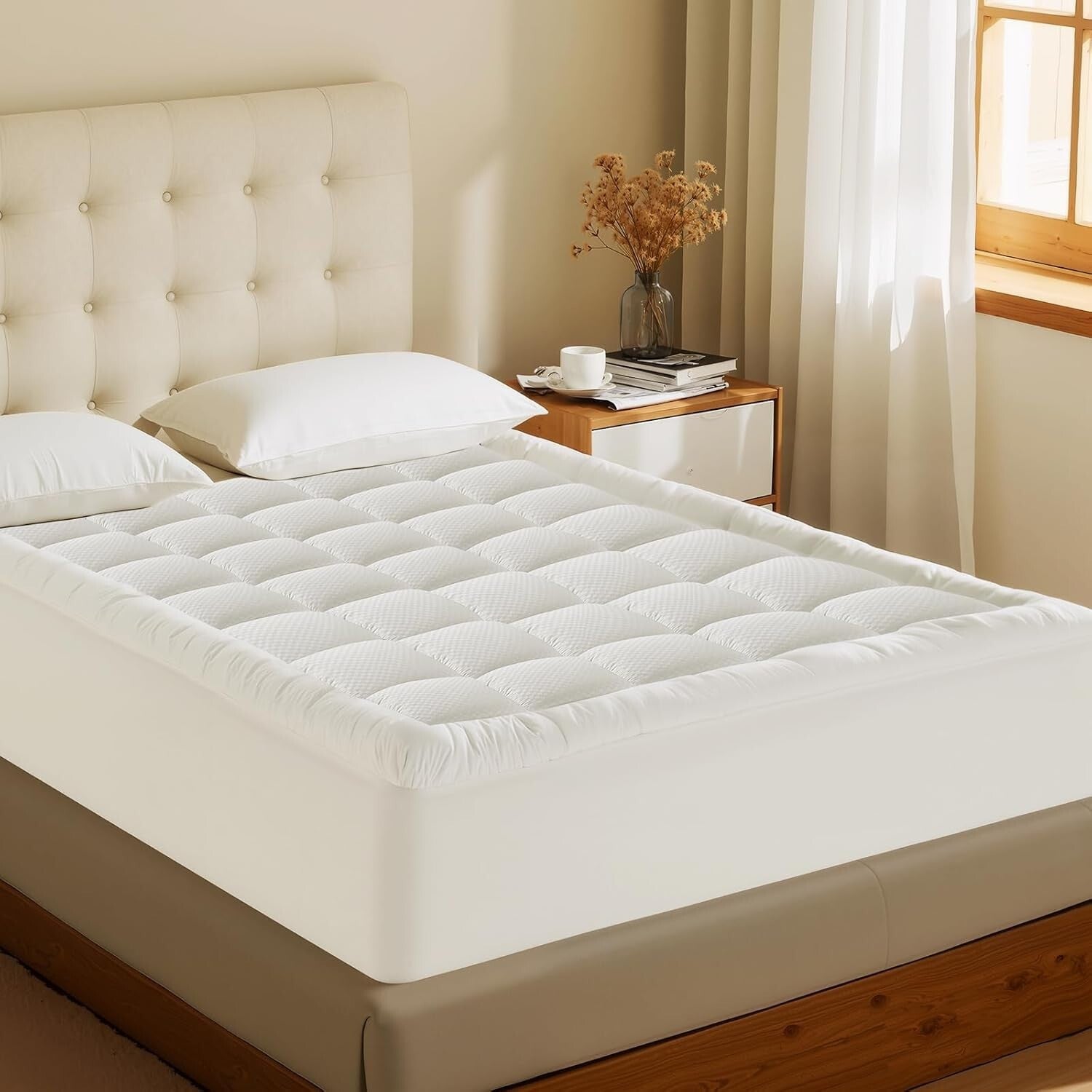 Breathable King Size Mattress Cover with Deep Pocket - Machine Washable Comfort