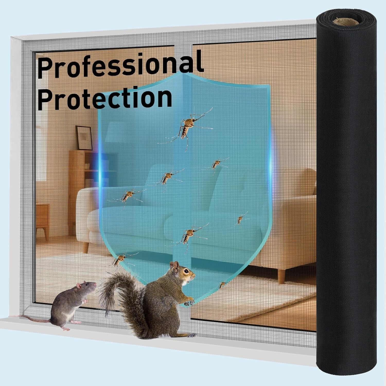 High Visibility Black Metal Screen Roll, 47” x 16FT – Ideal for Windows & Doors