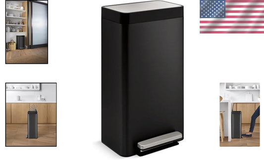 Compact 8-Gallon Rectangular Trash Can with Hands-Free Pedal - Office Kitchen