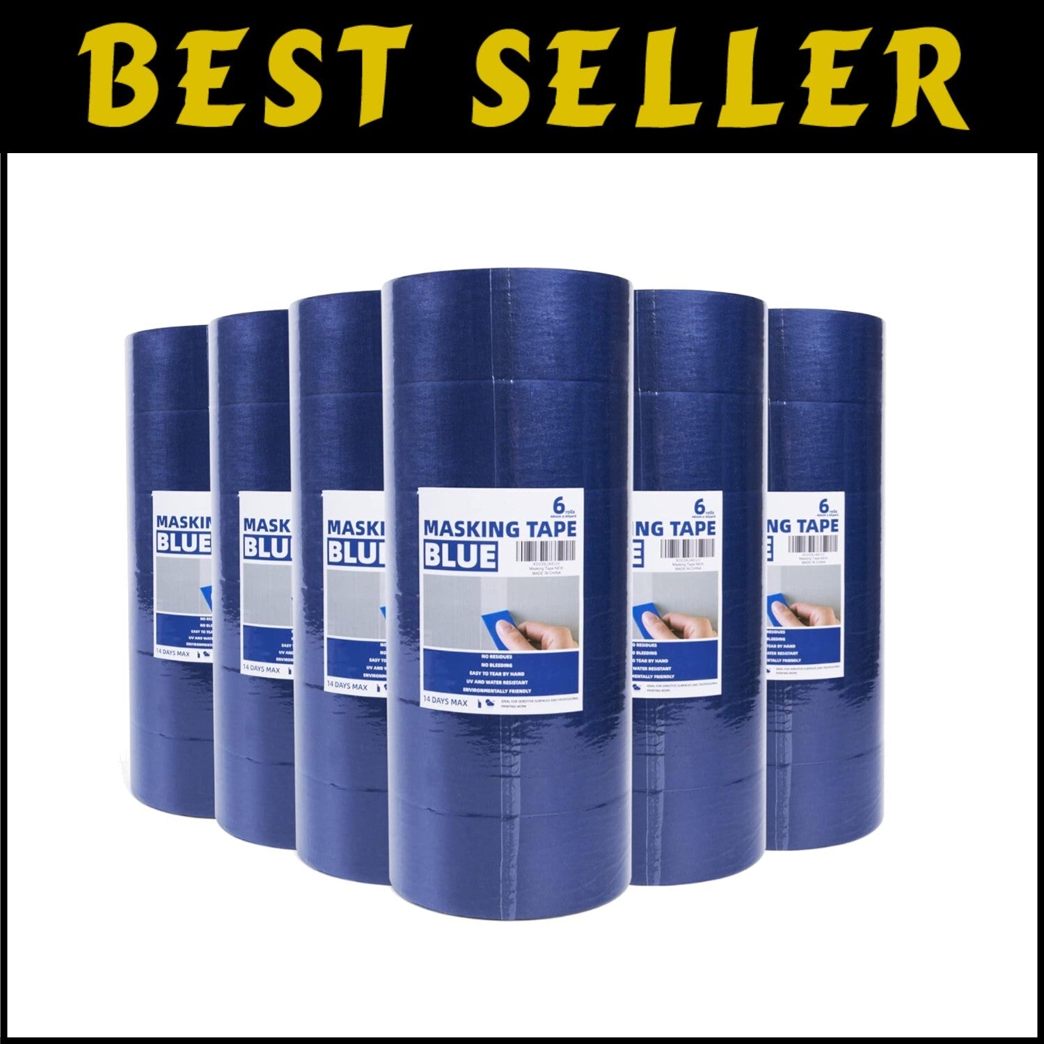 Blue Crepe Paper Painters Tape - Easy Tear, UV Resistant for Precise Painting