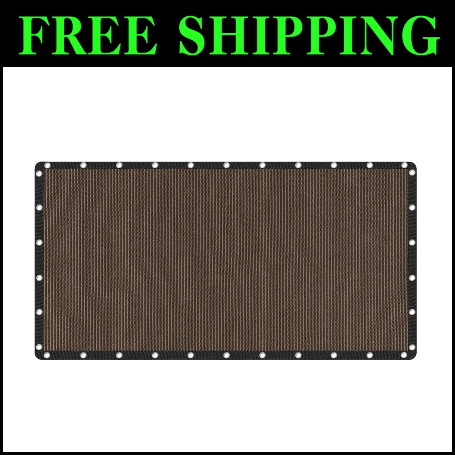 Reinforced Grommet Shade Cloth 10x20 FT - Mocha, Easy Setup & UV Shielding