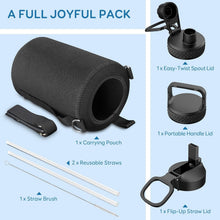 Load image into Gallery viewer, Magic Black 128 oz Insulated Water Jug with Straw &amp; 3 Lids - Ultimate Hydration