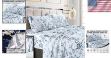 Load image into Gallery viewer, Traditional Floral King Bed Sheet Set: 300-Thread Count Cotton with Deep Pockets