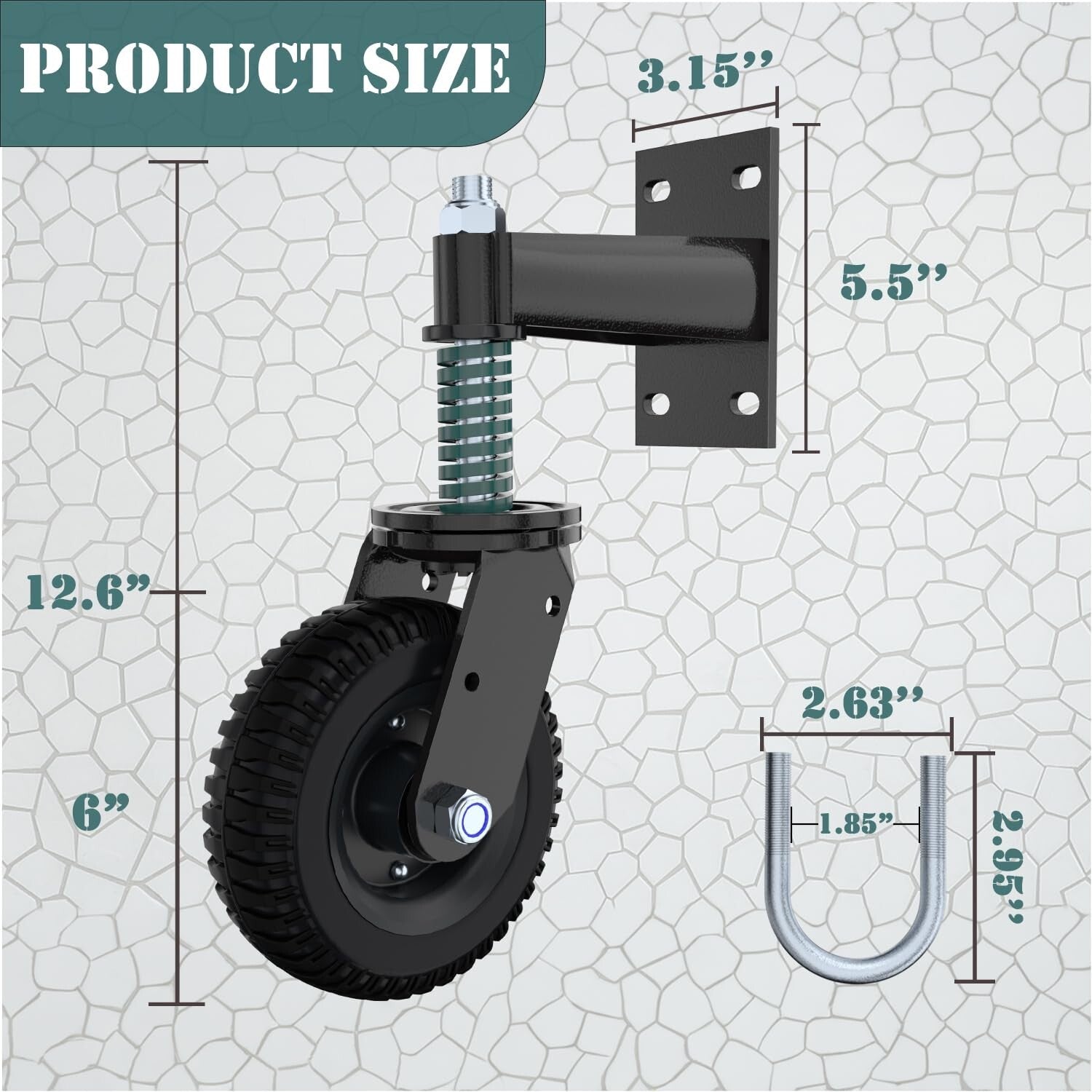 Durable Rubber Caster Wheels for Gates - 6-Inch, 500lb Load Capacity (2-Pack)