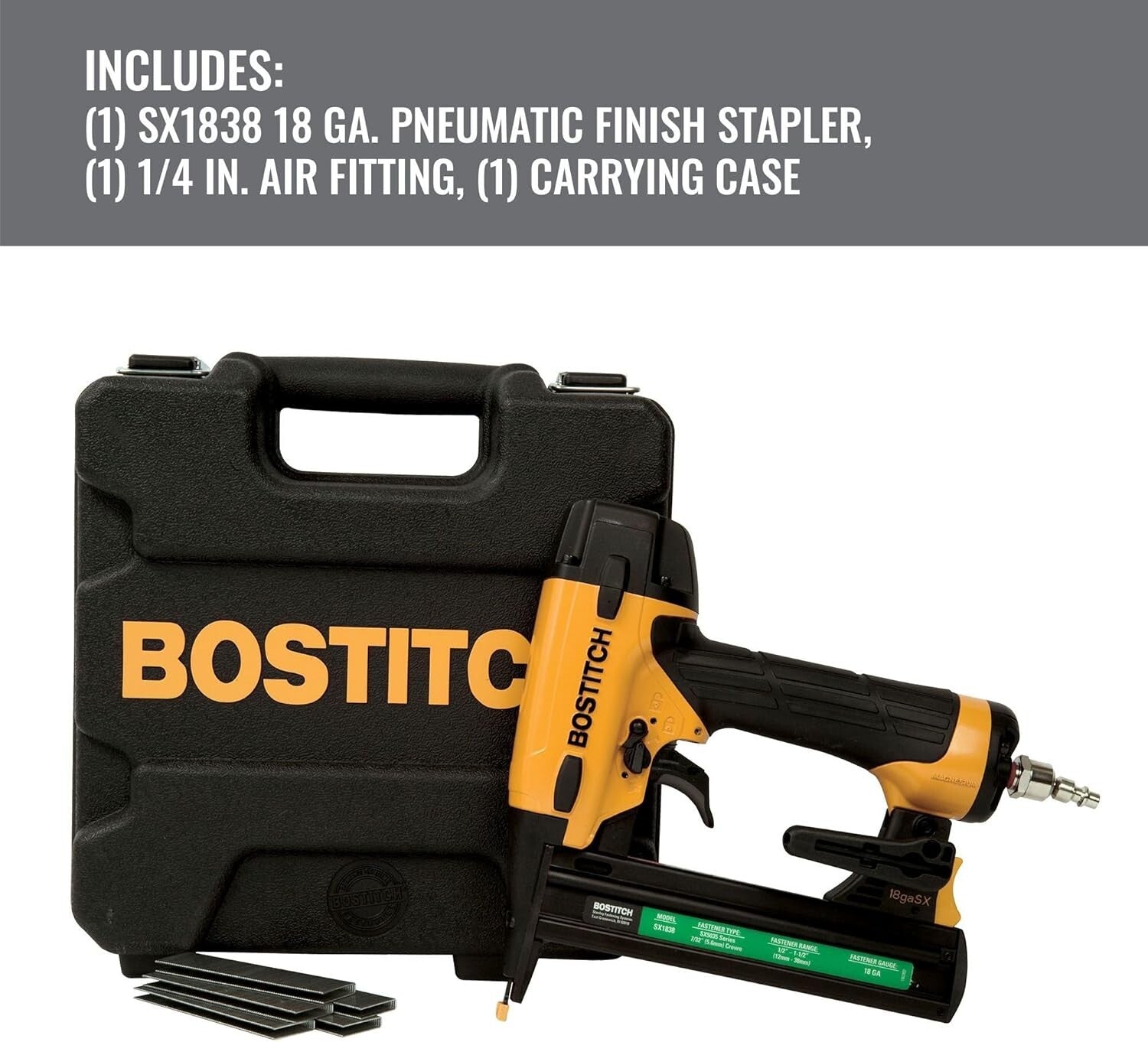 Versatile 18-Gauge Narrow Crown Stapler Kit - Oil-Free & Lightweight Design