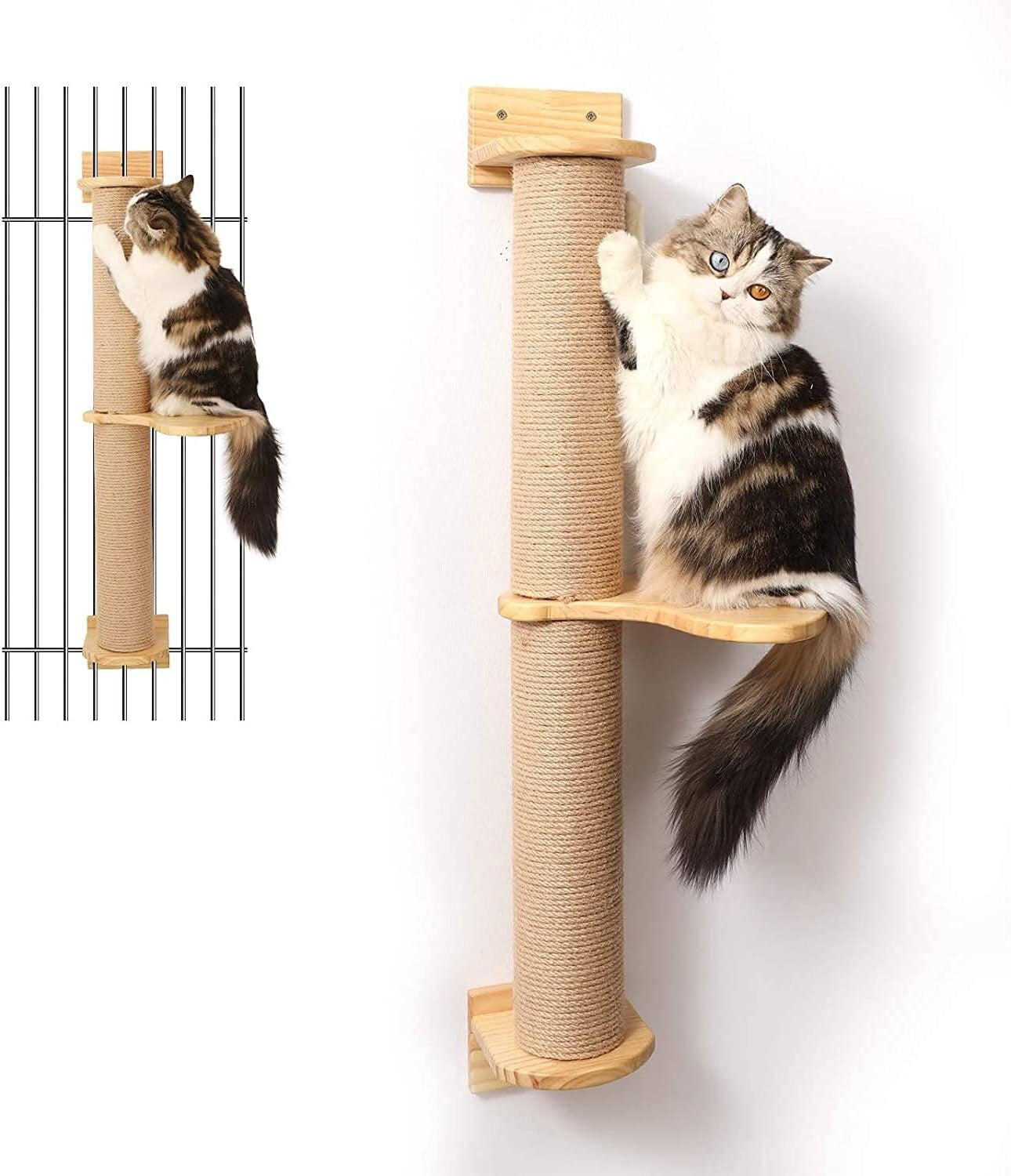 Stylish 36.6 Inch Cat Furniture: Wall-Mounted Tree with Scratchers & Hammock