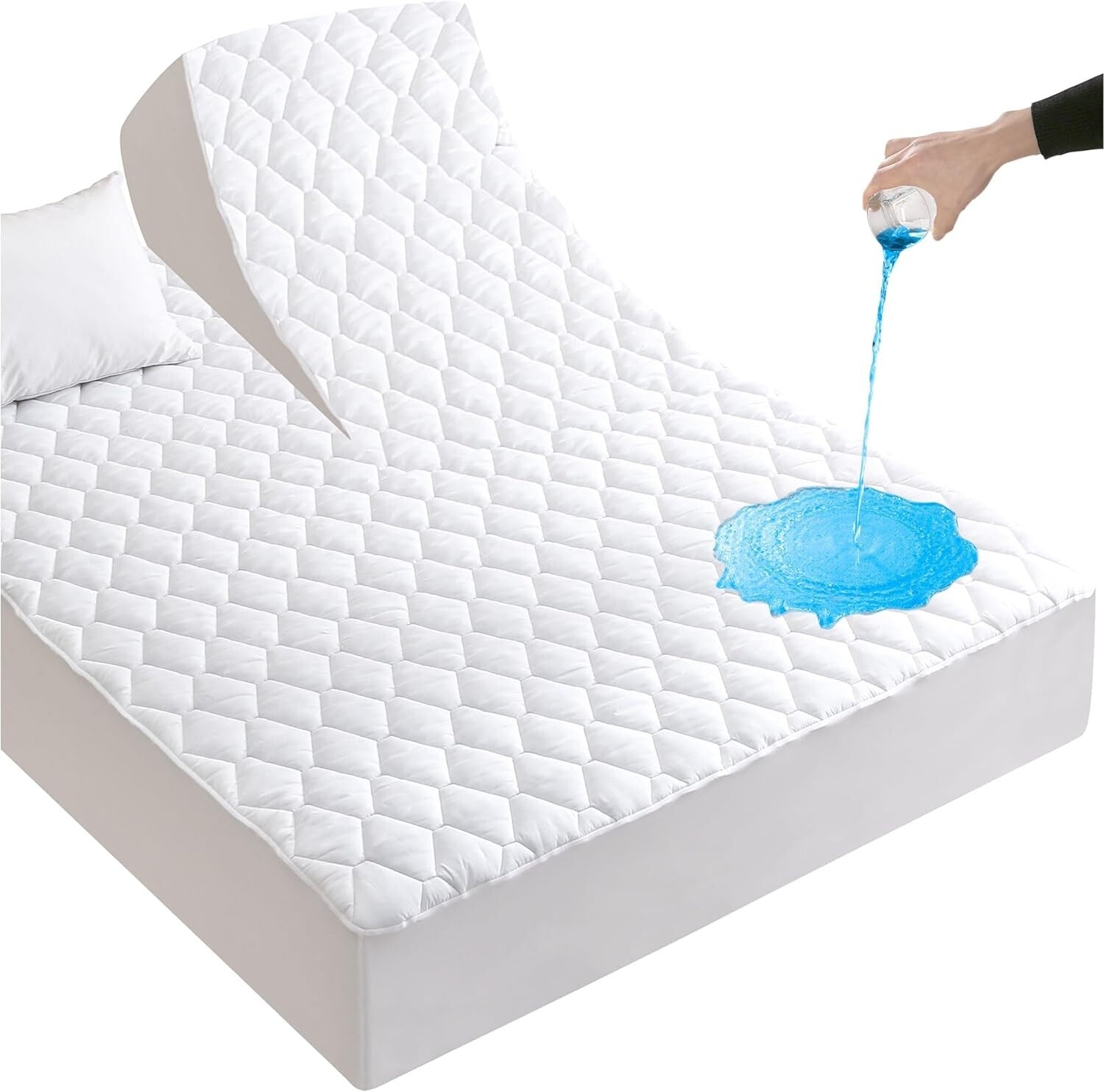 Ultra Soft Waterproof Mattress Pad Cover for Split Top King Beds – Deep Pocket