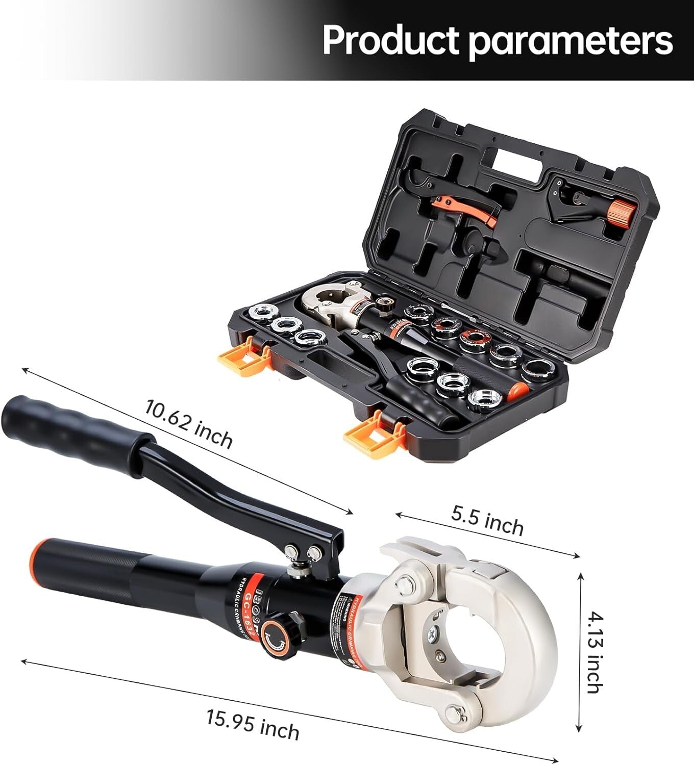 Professional Hydraulic Crimping Tool with 1/2, 3/4, 1 Inch Dies for PEX & Copper