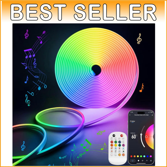 Flexible 16.4Ft LED Neon Rope Lights - Waterproof, App Control & Color Changing