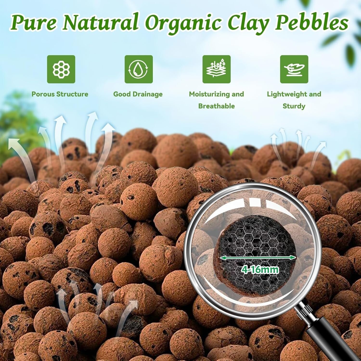 18 lbs Lightweight Organic Clay Pebbles - Ideal for Hydroponic Gardening