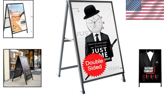 Portable Black Steel 24x36 Inch Sidewalk Sign with Corrugated Plastic Boards