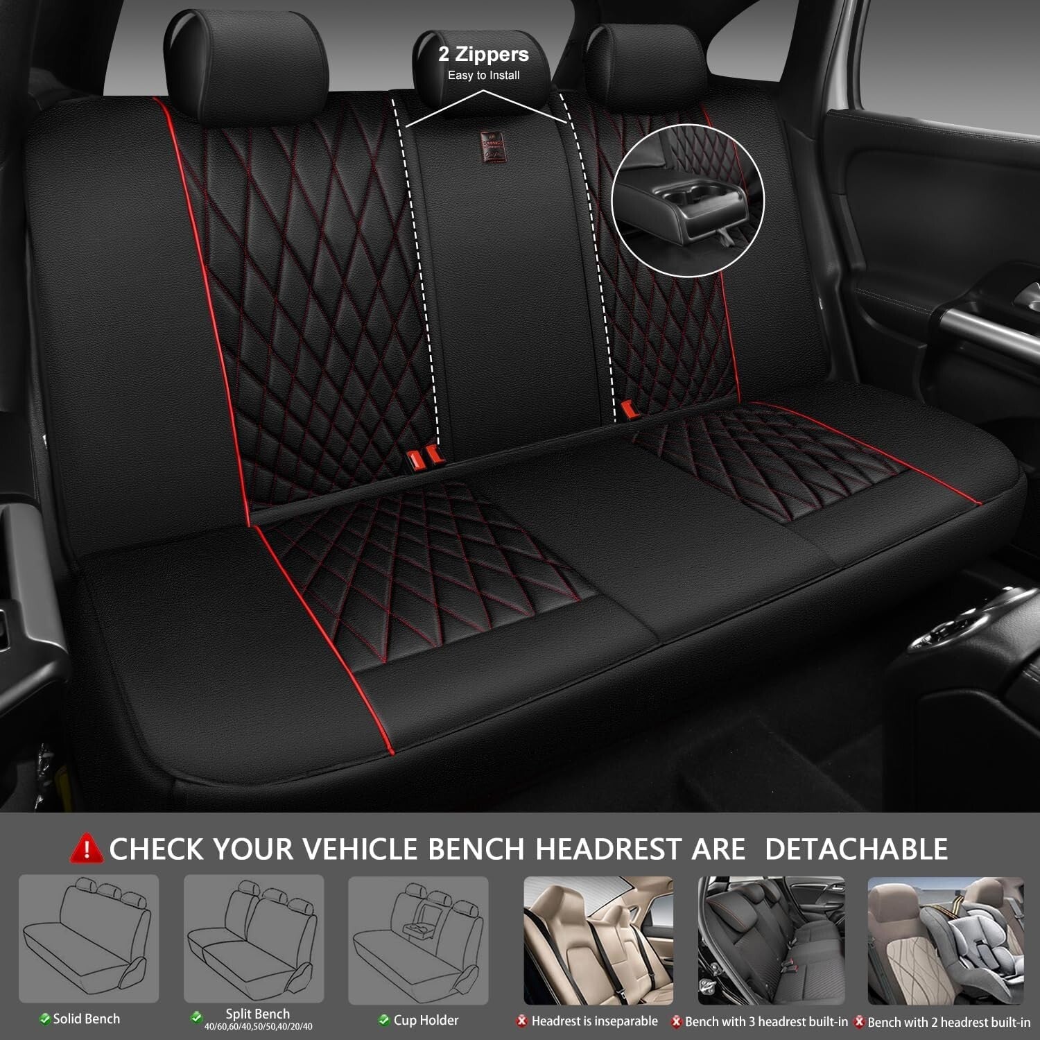 Diamond Stitched Luxury Seat Covers Set - Waterproof & Ergonomic for Comfort