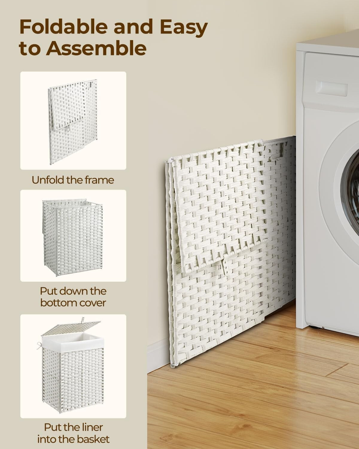 Moisture-Resistant 60L Rattan Laundry Basket with Lid & 4 Bundle Essentials