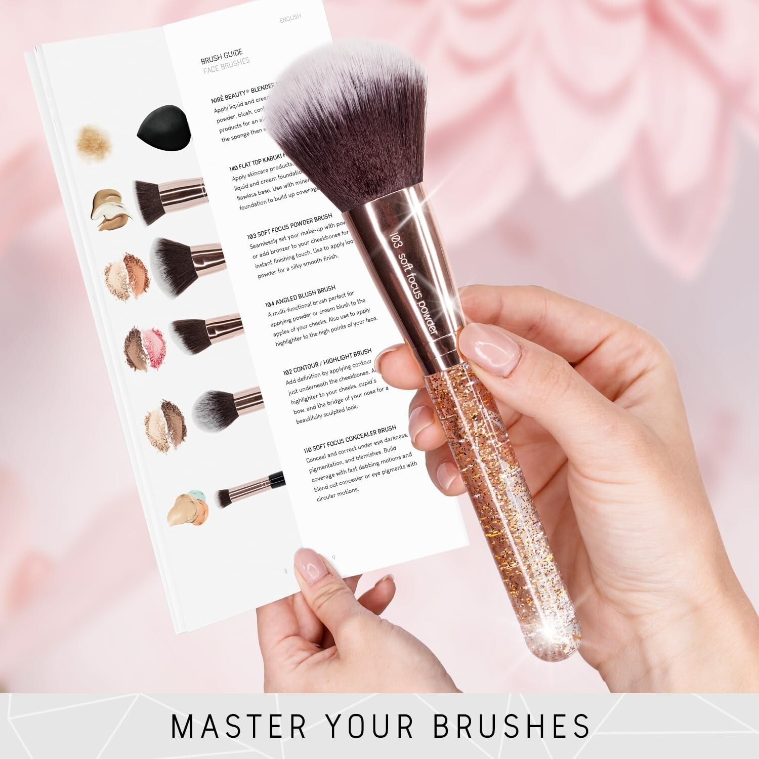 Award-Winning Glitter and Rose Gold Makeup Brush Set - Sustainable Gift Boxed