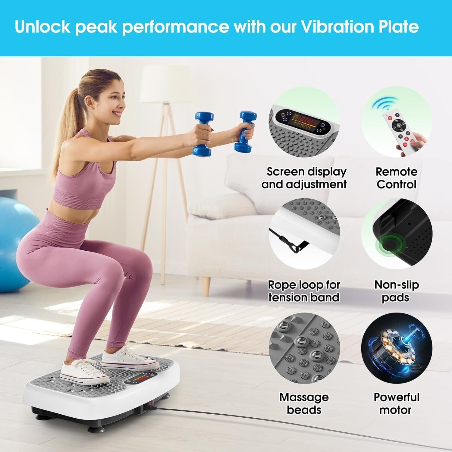 Efficient Vibrating Plate for Home Workouts - 400 lbs Capacity & Non-Slip Design