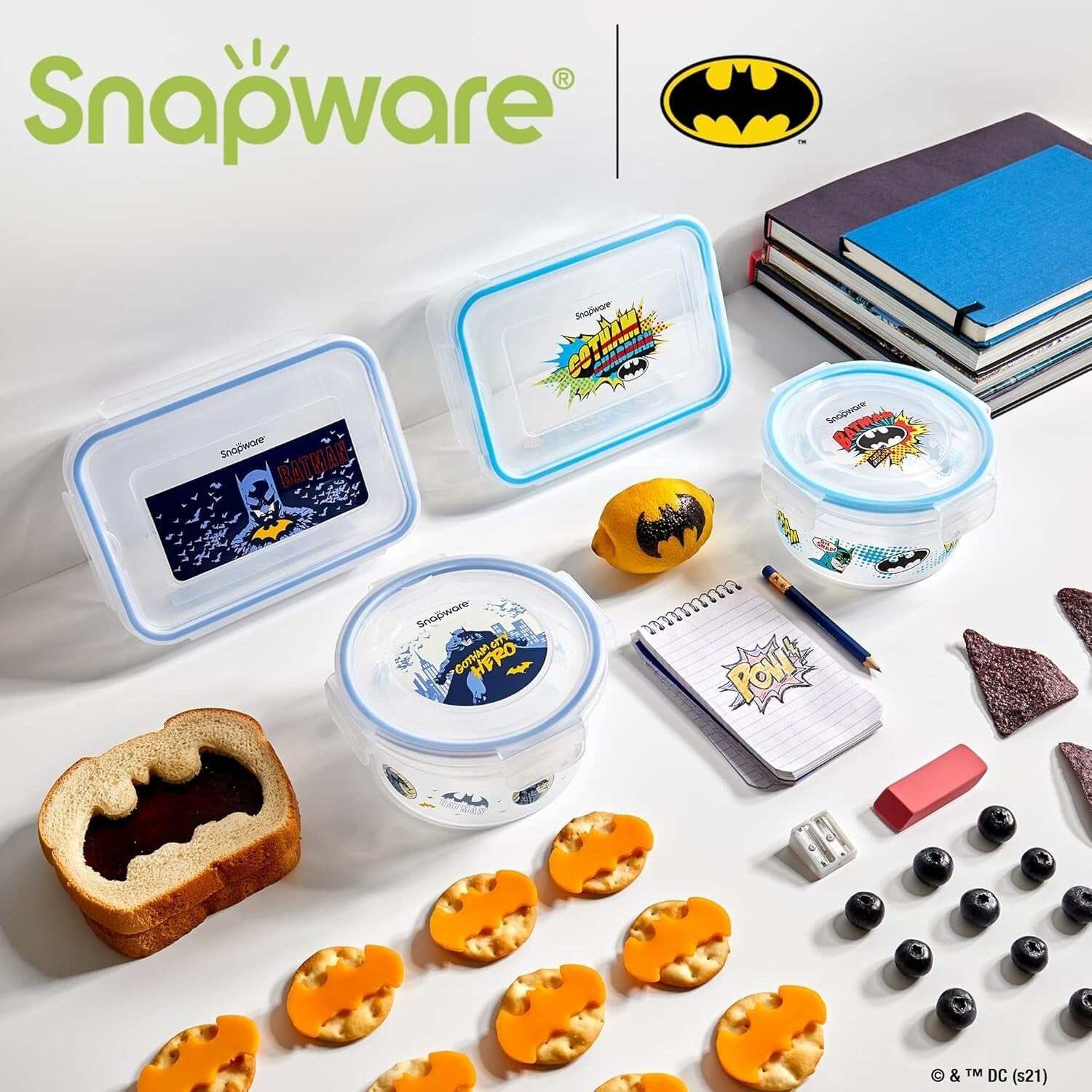 8-Pc Batman Food Storage Set: BPA-Free Meal Prep Containers with Locking Lids