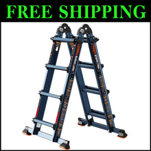 Load image into Gallery viewer, Heavy-Duty 4-Step Folding Ladder, 14FT Aluminum with Anti-Slip Safety Features