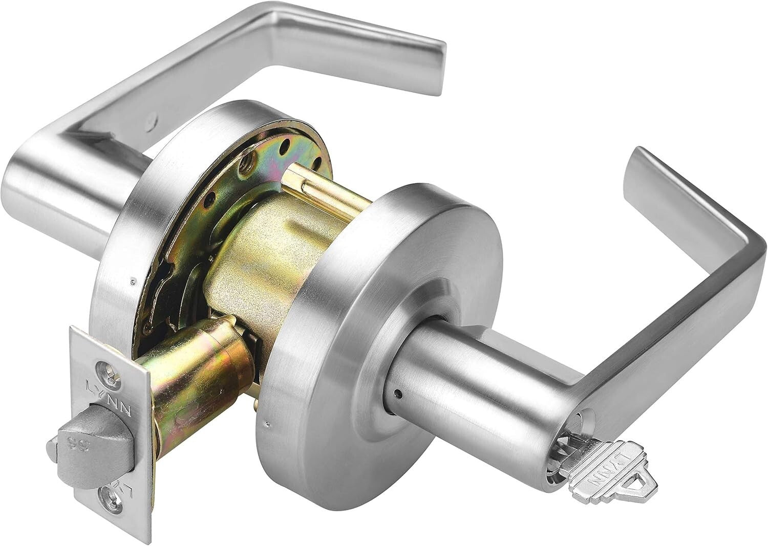 Stylish Heavy-Duty Keyed Lever Lock - Satin Chrome Finish for Commercial Spaces