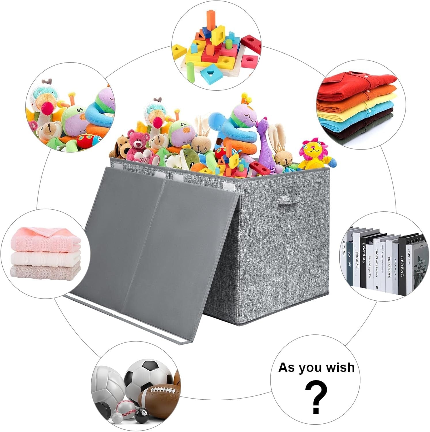 Durable Foldable Toy Chest with 122L Capacity - Perfect Storage for Playrooms