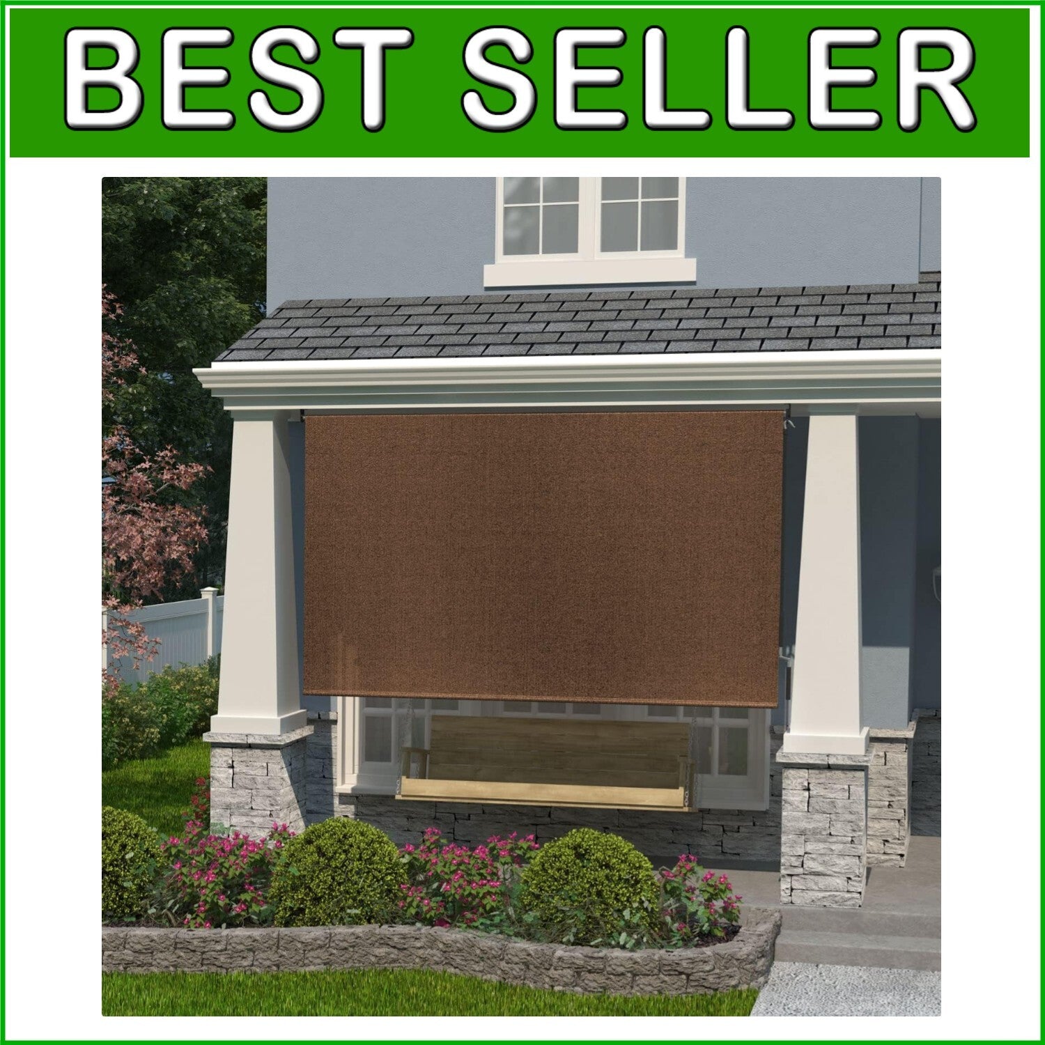 Durable Cordless Roller Shade with Wand Crank - 90% UV Block, 4' W X 6' L