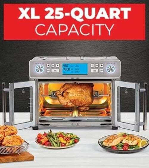 Extra Large 25QT Air Fryer Combo with Dual Temp Zones - Perfect for Family Meals