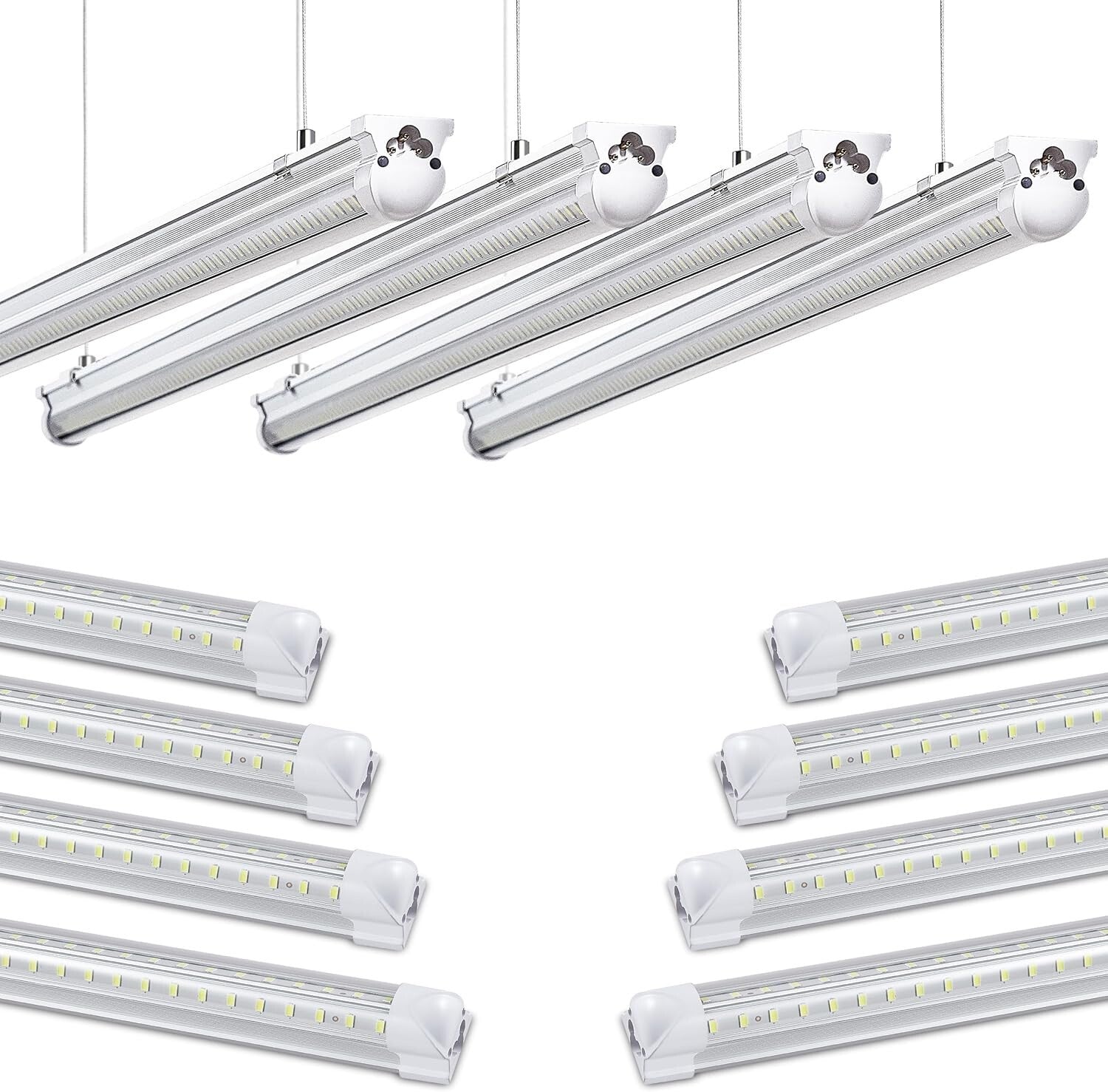 8-Pack 4FT LED Shop Lights - 50W, 7550LM - Daylight White for Garage & Workshop