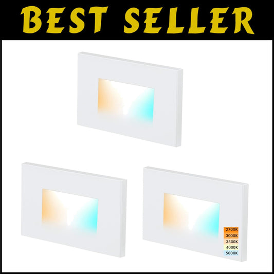 Sleek Wall Mount LED Step Light – 120V, 5 Adjustable Colors, Water-Resistant