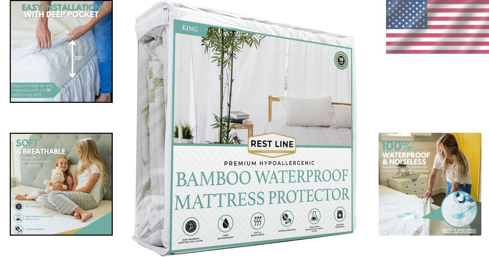 KING 76x80 Waterproof & Cooling Mattress Protector - Hypoallergenic Care