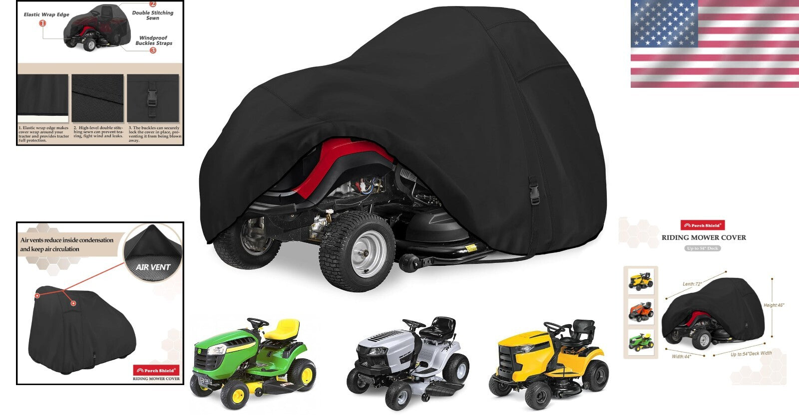 Protective Lawn Tractor Cover, 600D Polyester with Adjustable Windproof Features