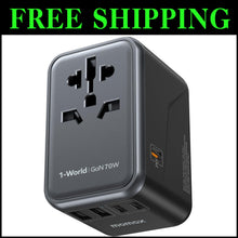 Load image into Gallery viewer, Multi-Port Worldwide Travel Adapter for Smartphones, Laptops and More – 70W GaN