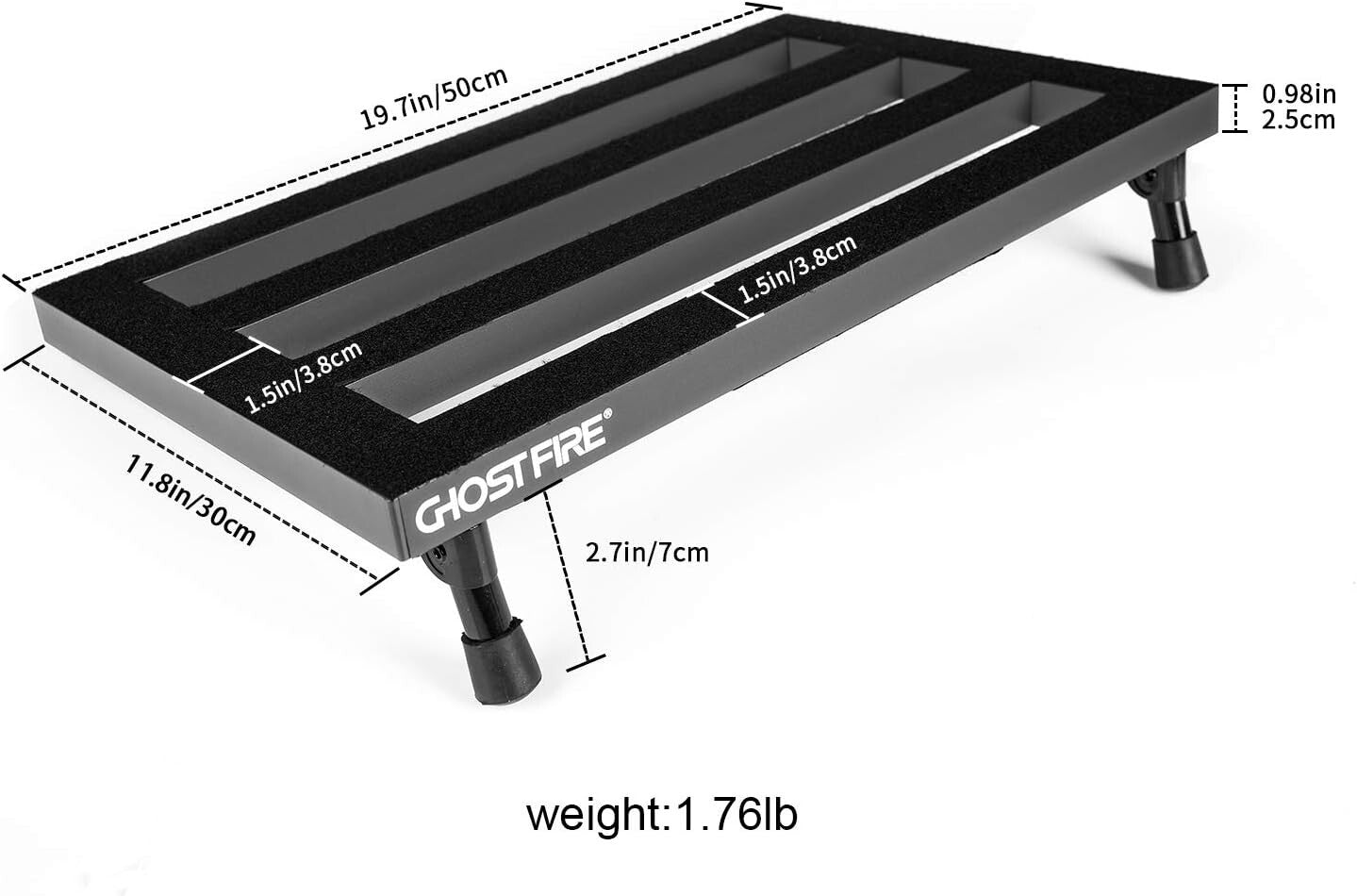 Ergonomic Ghost Fire Guitar Pedal Board with Carry Bag - 1.76 lb Aluminum Alloy