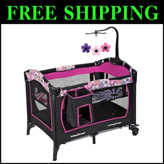 Lightweight Nursery Center Playard in Floral Garden – Ideal for Toddlers