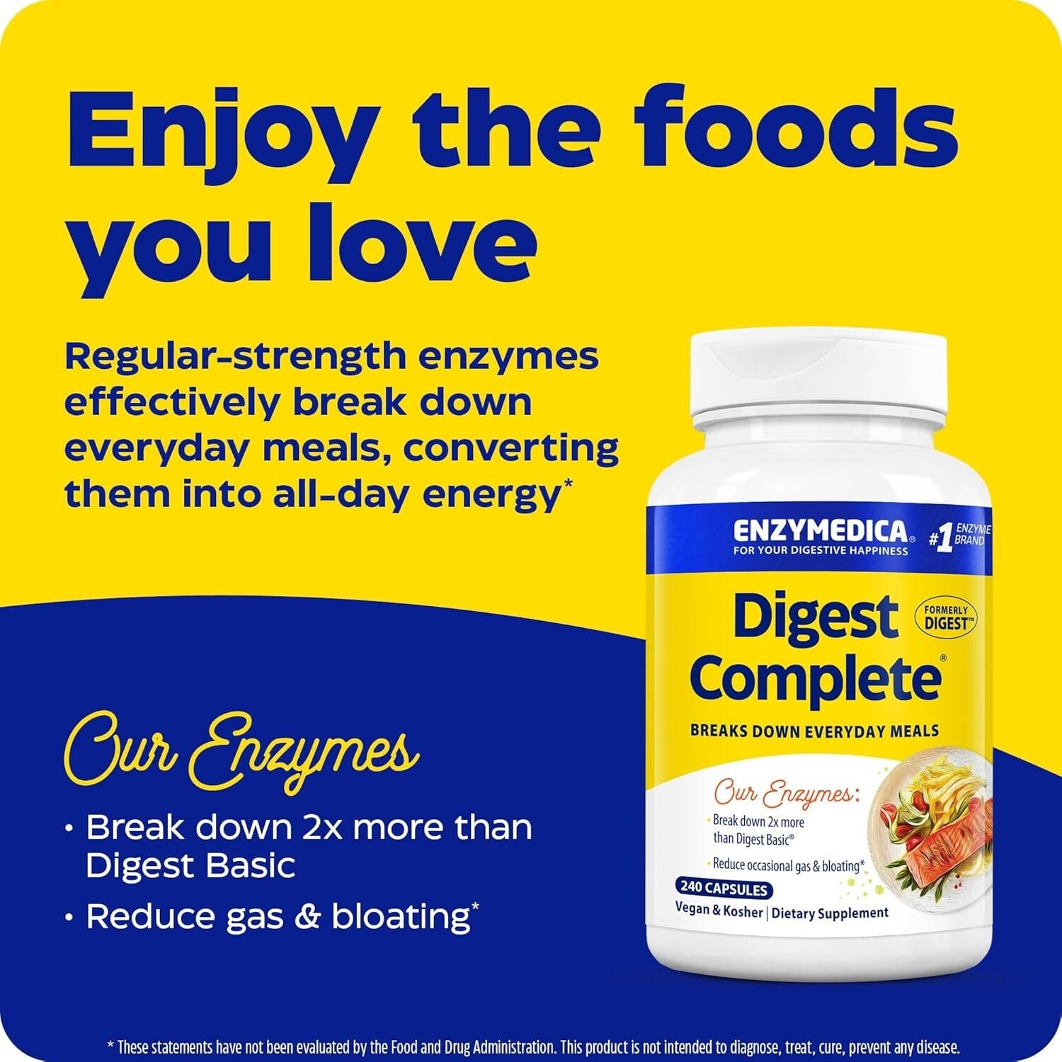 Gentle Digestive Enzymes: 240 Natural Capsules for Bloating Relief and Comfort
