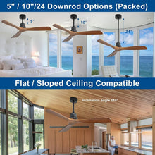 Load image into Gallery viewer, Reversible DC Motor Ceiling Fan - 52 Inch Matte Black Flush Mount with Remote