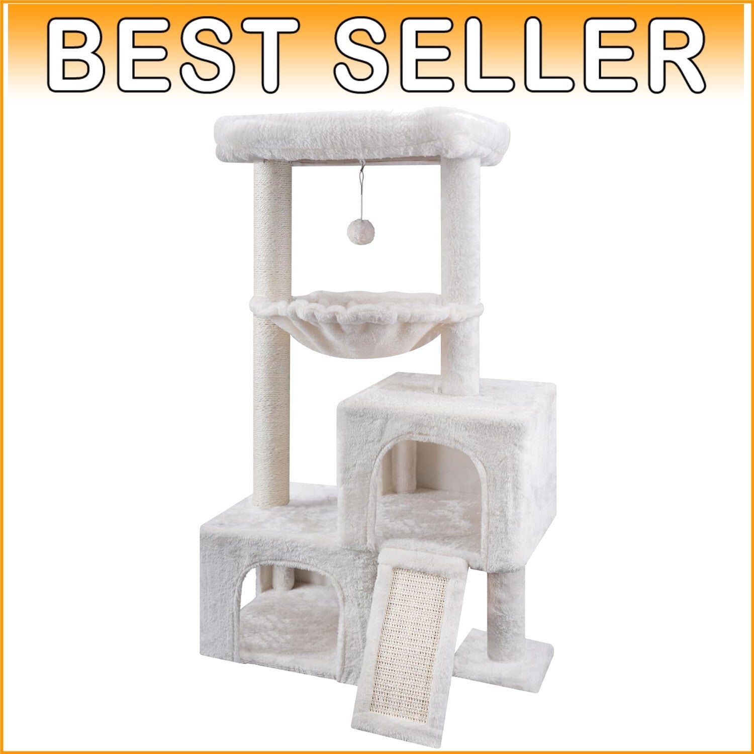 Multifunctional 37.4" Cat Tree with Cozy Perch and Twin Cat Condos - Beige