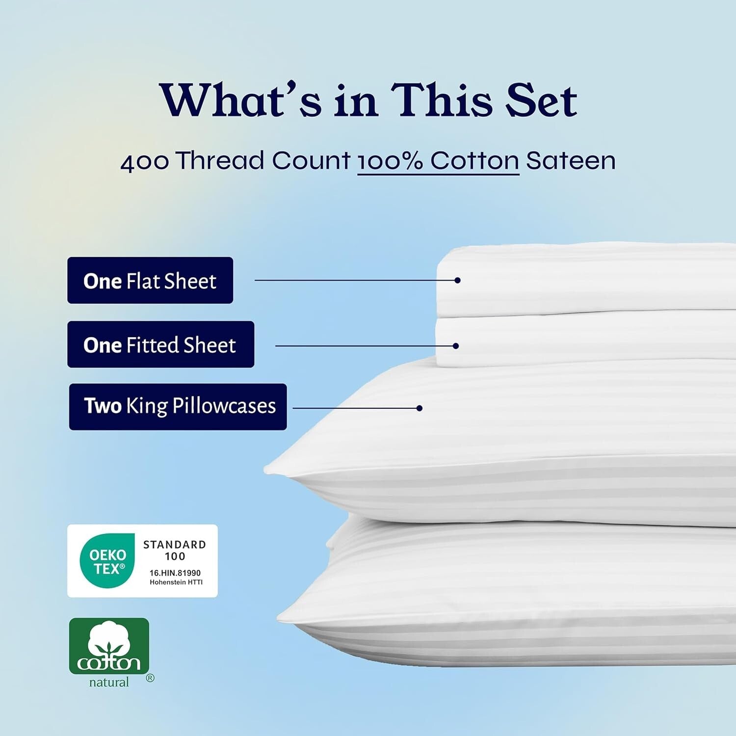 Elegant 4-Piece King Size Stripe Sheet Set - Durable, Easy Care, and Luxurious