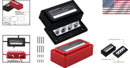 300A Waterproof Power Distribution Block with 4 M10 Terminal Studs - Heavy Duty