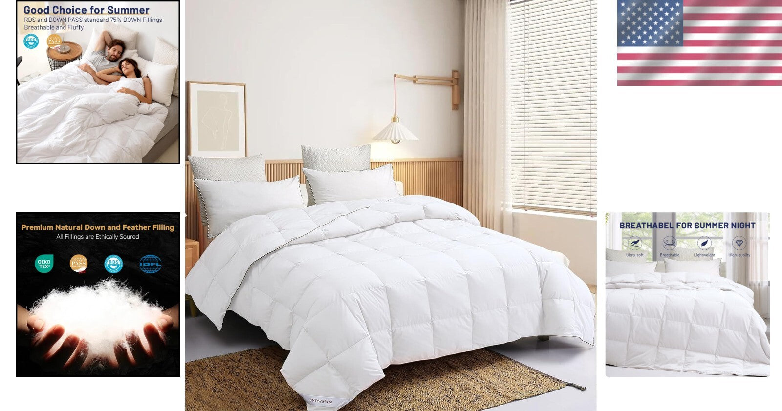 Extra-Soft Noiseless Down Comforter Queen - 400 Thread Count White Elegance
