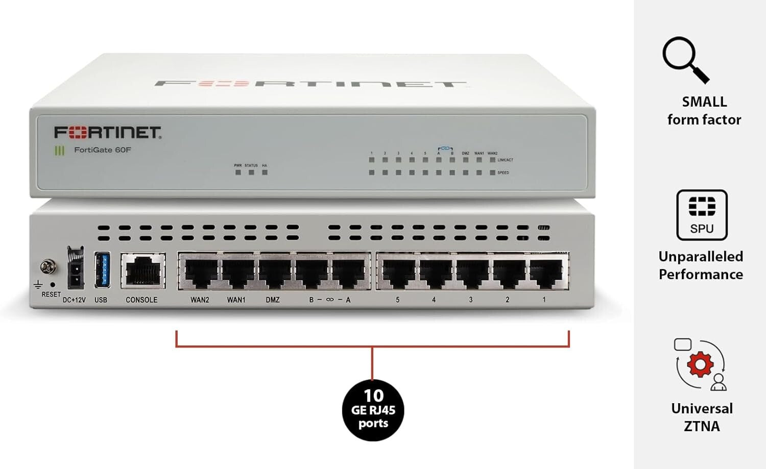 FortiGate-60F Firewall - 10 Gigabit Ethernet Ports, Advanced Security Solution