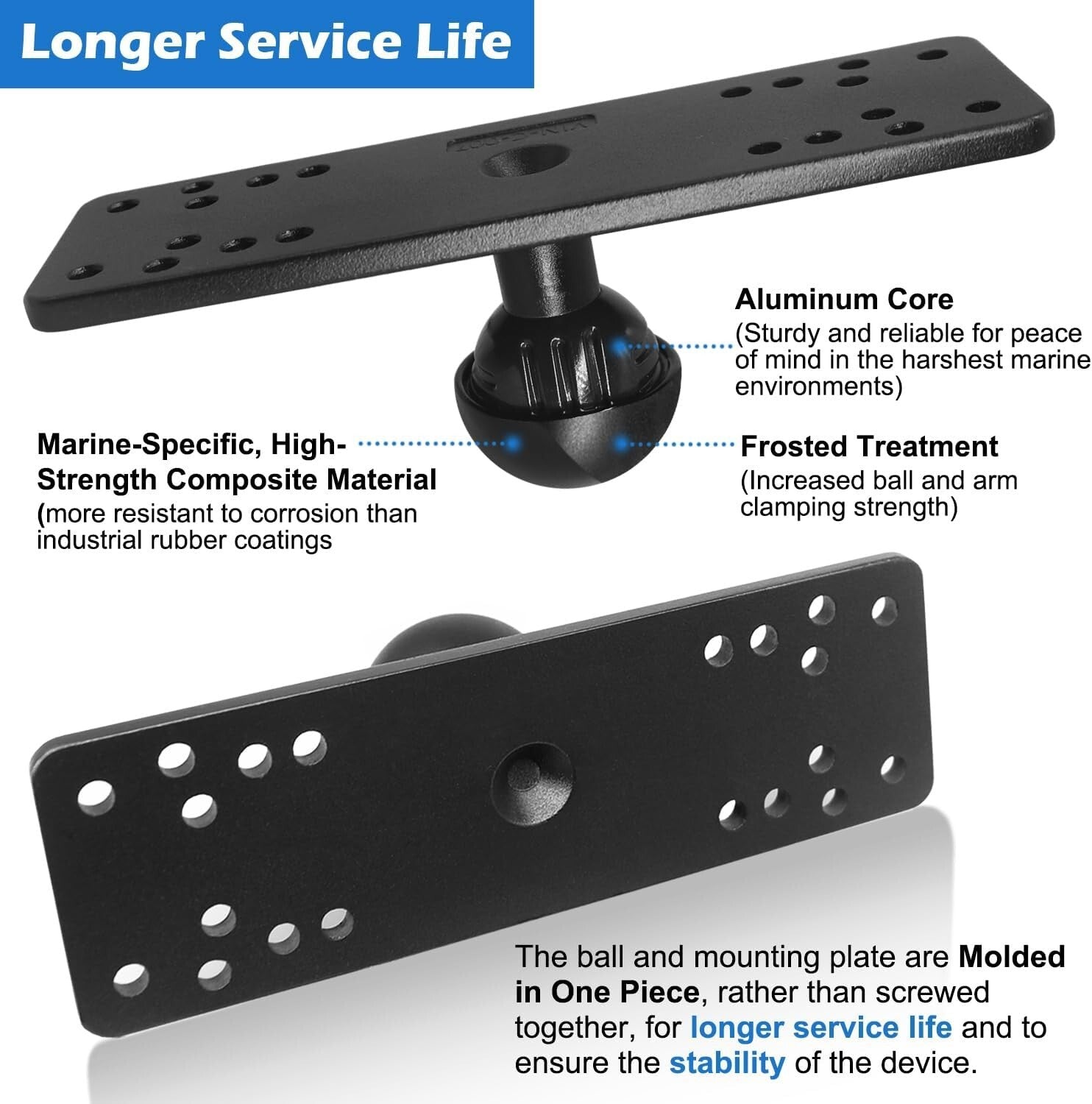 Corrosion-Resistant Aluminum Fish Finder Mount - Heavy Duty and Adjustable Arm
