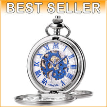 Load image into Gallery viewer, Stylish 47mm Skeleton Pocket Watch with Engraving - Perfect Gift for Men &amp; Women