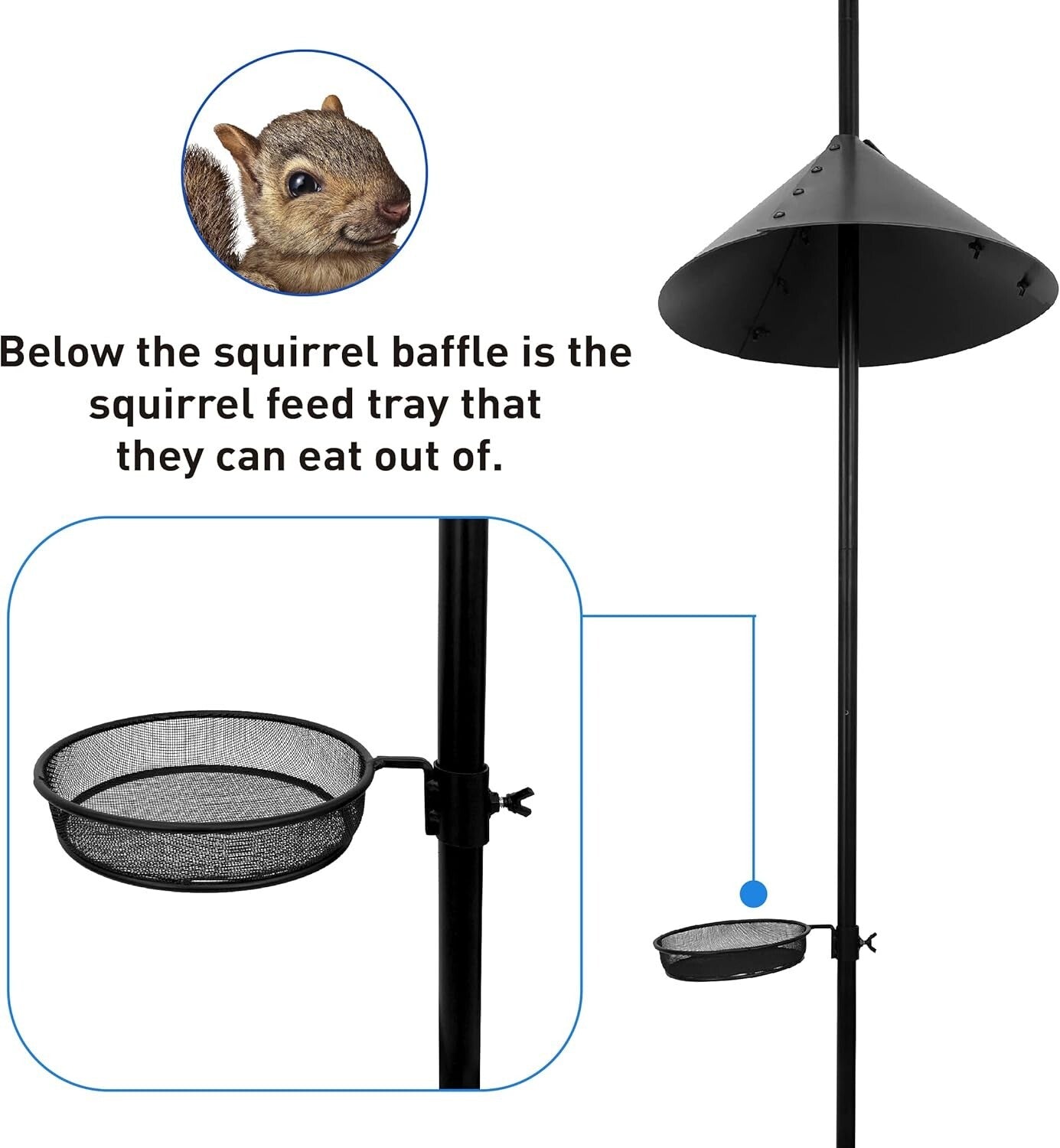 Durable 90-Inch Squirrel Baffle Bird Feeding Station - Includes 2 Feeders